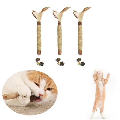 XDGJTBFMY Katzenspielzeug, Katzenkaustäbchen, Katzenkauspielzeug für Zahnpflege, Katzenkaustäbchen zur Zahnreinigung, Kätzchen-Spielzeug für Indoor-Katzen, Zahnspielzeug für Kätzchen-Zahnreinigung (3 von XDGJTBFMY
