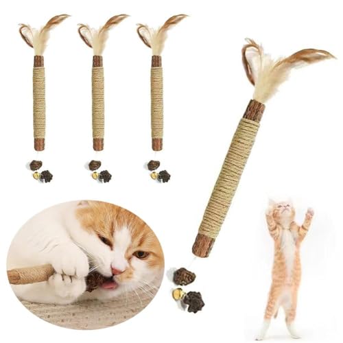 XDGJTBFMY Katzenspielzeug, Katzenkaustäbchen, Katzenkauspielzeug für Zahnpflege, Katzenkaustäbchen zur Zahnreinigung, Kätzchen-Spielzeug für Indoor-Katzen, Zahnspielzeug für Kätzchen-Zahnreinigung (4 von XDGJTBFMY