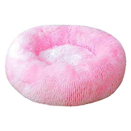 Donut-Katzenbett aus Plüsch, rund, für Hunde und Katzen, mit rutschfester Unterseite, maschinenwaschbar (XL, Batik-Pulver) von XDKS