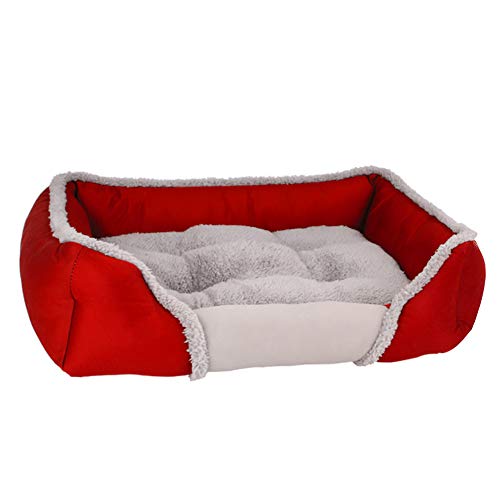 Hundebett, waschbar, Plüsch-Hundebett, rutschfeste Unterseite, selbstwärmend und atmungsaktiv, Größe XL, Rot von XDKS
