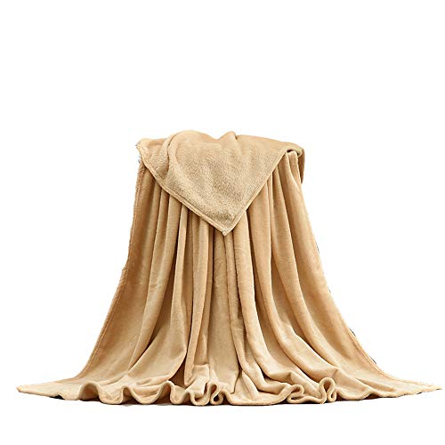 XDKS Coral Fleece-Decke, Flanell-Fleece, weiche Überwurf-Decke für Sofa/Stühle/Couch – leicht, warm und gemütlich (100 x 140 cm, Camel) von XDKS