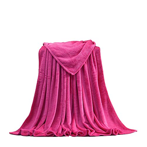 XDKS Coral Fleece-Decke, Flanell-Fleece, weiche Überwurf-Decke für Sofa/Stühle/Couch – leicht, warm und gemütlich (150 x 200 cm, Rosarot) von XDKS