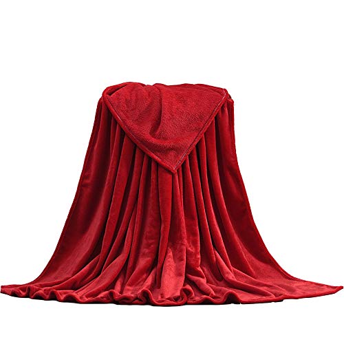 XDKS Coral Fleece-Decke, Flanell-Fleece, weiche Überwurf-Decke für Sofa/Stühle/Couch – leicht, warm und gemütlich (200 x 230 cm, großes Rot) von XDKS