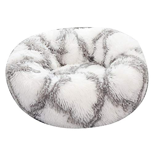 XDKS Donut-Katzenbett aus Plüsch, rund, für Hunde und Katzen, mit rutschfester Unterseite, maschinenwaschbar (2XL, Weiß und Weiß) von XDKS