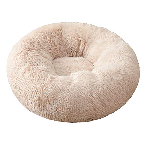 XDKS Donut-Katzenbett aus Plüsch, rund, selbstwarm, beruhigend, Haustierbett, weiches Welpen-Sofa, rutschfeste Unterseite, maschinenwaschbar (3XL, Aprikose) von XDKS