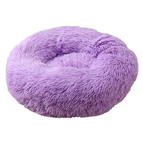 XDKS Donut-Katzenbett aus Plüsch, rund, selbstwarm, beruhigend, Haustierbett, weiches Welpen-Sofa, rutschfeste Unterseite, maschinenwaschbar (5XL, Violett) von XDKS