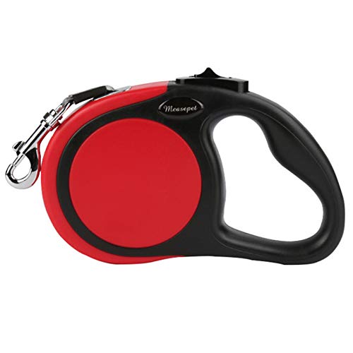 XDKS Einziehbare Hundeleine – einfaches Ein-Knopf-Bremse und Verriegelung, ideal für kleine bis große Hunde (5 m (20 kg), rot) von XDKS