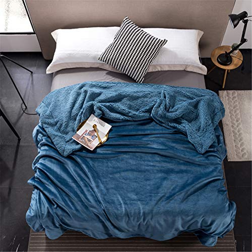 XDKS Fleecedecke, Überwurf, Sherpa-Fleece-Decke für Couch, grau, Plüschdecke, Überwurf, Größe weich, warm, Sherpa-Decken, Bettüberwürfe (100 x 120 cm, Mitternachtsblau) von XDKS