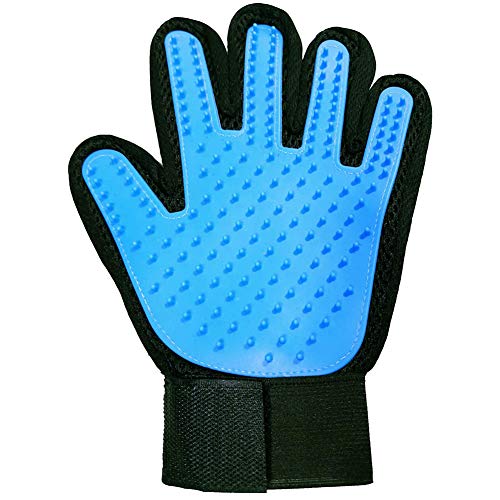 XDKS Handschuh zum Entfernen von Haustierhaaren, Fellpflege-Handschuh, Massage-Handschuh mit verbessertem Fünf-Finger-Design, für Katzen und Hunde mit langem und kurzem Fell (linke Hand, himmelblau) von XDKS