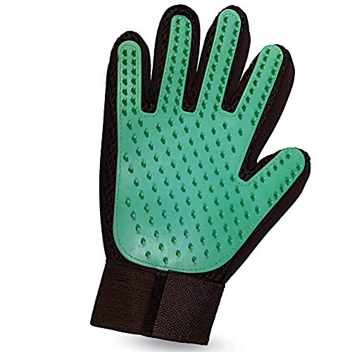XDKS Handschuh zum Entfernen von Haustierhaaren, Fellpflege-Handschuh, Massage-Handschuh mit verbessertem Fünf-Finger-Design, für Katzen und Hunde mit langem und kurzem Fell (linke Hand, grün) von XDKS