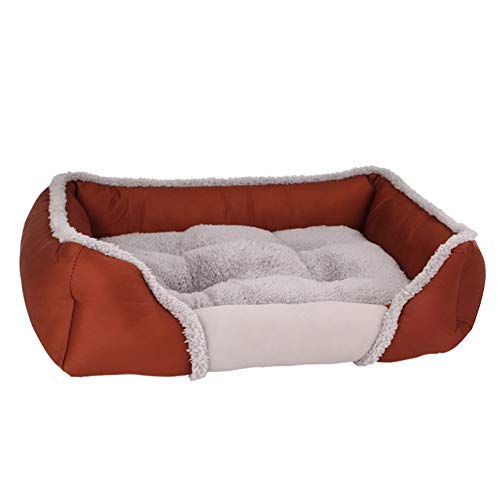 XDKS Hundebett, waschbar, Plüsch-Hundebett, rutschfeste Unterseite, selbstwärmend und atmungsaktiv, Premium-Bettwäsche (XL, Braun) von XDKS
