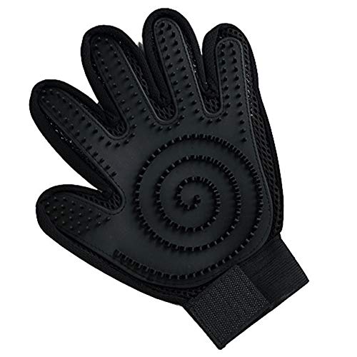 XDKS Premium Enthaarungshandschuhe, Tierhaarentferner-Handschuh, Massage-Handschuh mit verbessertem Fünf-Finger-Design – perfekt für Hunde und Katzen mit langem und kurzem Fell (schwarz, 1 Paar) von XDKS