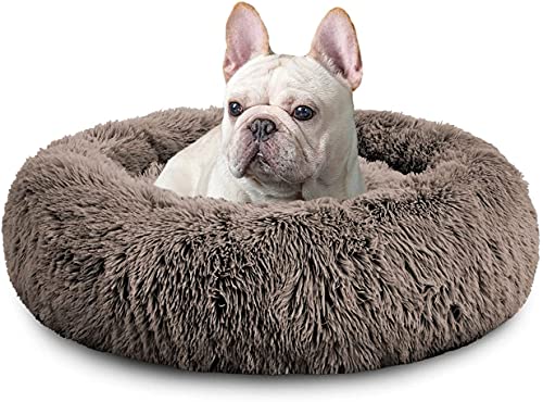 XDKS Rundes Plüsch-Katzen-Hundebett, Waschbares Flauschiges Haustierbett Für Große Mittelgroße Small Hunde (L(59 × 59 × 18cm),Khaki) von XDKS