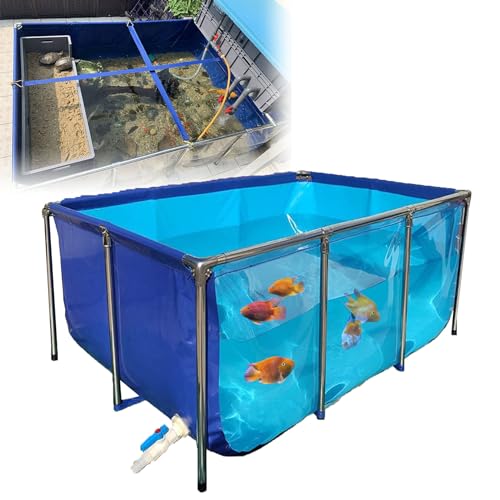 Flexible PVC-Leinwandauskleidungen Mit Stahlrahmen, Zuchtwassertank Für Fische, Pool Für Fische Und Wassertiere, Poolteich Im Hinterhof, Klares Sichtfenster,120x80x51cm von XDLYWUZIQ