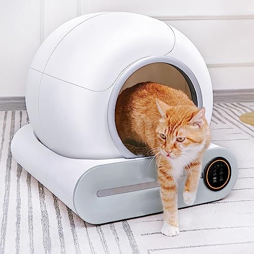 Große Automatische Katzentoilette, Selbstreinigende Katzentoilette, Automatischer Katzentoilette-Roboter, Keine Festsitzende Katze, Ionendesodorierung, 9-Liter-Abfallbehälter von XDLYWUZIQ