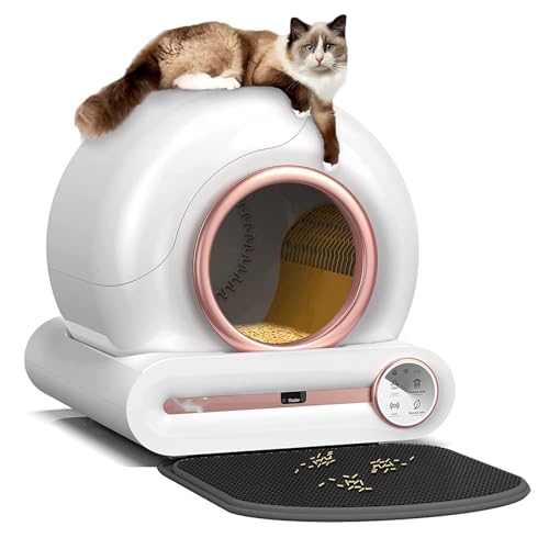 XDLYWUZIQ Selbstreinigende Katzentoilette, Automatische Katzentoilette Mit 60 L Extra Großem Fassungsvermögen, Automatische Katzentoilette Mit Zwei Sensoren, App-Steuerung,Geruchsentfernung von XDLYWUZIQ