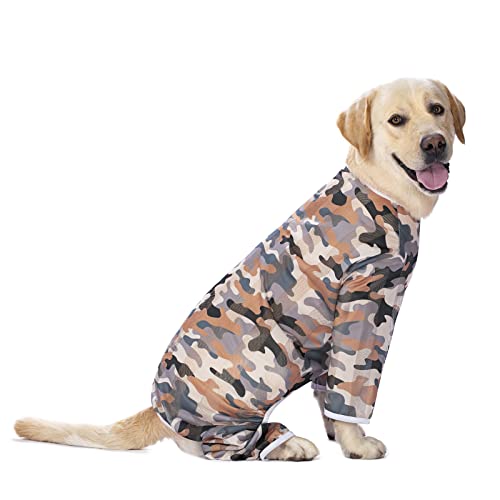 Großer Hunde-Einteiler für Hundemäntel, Pullover, Anti-Leck-Hunde-Overall, verhindert Ausfallen, Haare, reduziert Angstzustände, Hundehemd für mittelgroße und große Hunde (DGTX01-Camouflage-XS) von XDOOXMLX