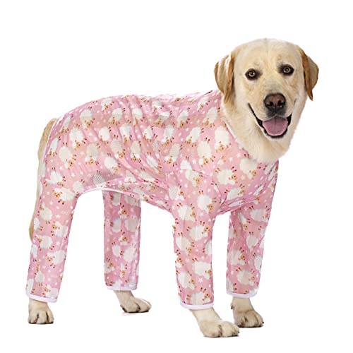 Großer Hunde-Einteiler für Hundemäntel, Pullover, Anti-Leck-Hundeanzug, verhindert Ausfallen, Haare, reduziert Angstzustände, Hundehemd für mittelgroße und große Hunde (DGTX01-Pink Sheep-XS) von XDOOXMLX