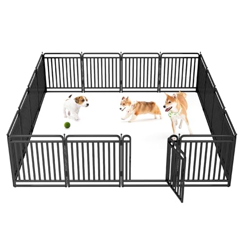 Hundezäune, Fenster für den Innenbereich, Hundezaun, Laufstall für Hunde, rostfrei, freistehend, mit Tür für kleine, mittelgroße und große Hunde (16 Paneele) von XDPET