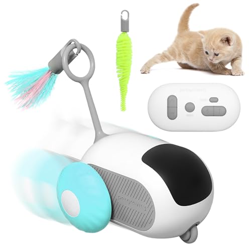 XEERUN Interaktives Katzenspielzeug Mit Fernbedienung, Smartyflip Mit 2 Modi, Selbstbeschäftigung, Elektrisch, USB Wiederaufladbar (Blau) von XEERUN