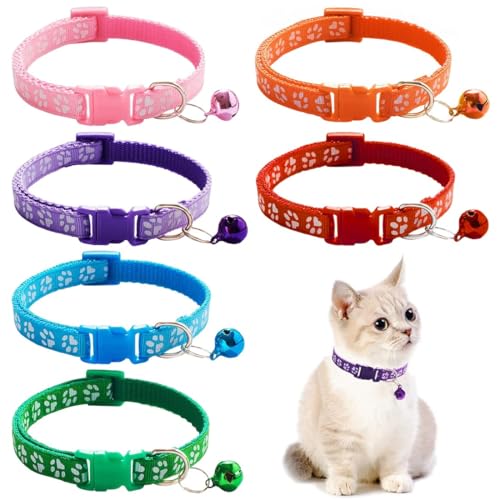 XENQITO Katzenhalsband Reflektierendes 6 Stück Verstellbar Personalisiert Haustierzubehör, Katzenhalsband, Sicherheits-Katzenhalsbänder mit Glocke und Sicherheitsverschluss für alle Hauskatzen XENQITO Katzenhalsband Reflektierendes 6 Stück Verstellbar Personalisiert Haustierzubehör, Katzenhalsband, Sicherheits-Katzenhalsbänder mit Glocke und Sicherheitsverschluss für alle Hauskatzen von XENQITO