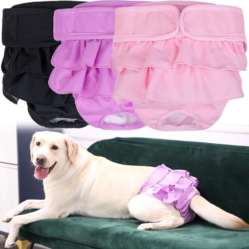 XFLYP 3 Stück Wiederverwendbare Hundewindeln, Läufigkeitshose für Hündinnen Hochsaugfähige, Waschbare, Einstellbar und umweltfreundliche, Hygienische Hundewindeln für Inkontinenz Hund(Einfarbig M) XFLYP 3 Stück Wiederverwendbare Hundewindeln, Läufigkeitshose für Hündinnen Hochsaugfähige, Waschbare, Einstellbar und umweltfreundliche, Hygienische Hundewindeln für Inkontinenz Hund(Einfarbig M) von XFLYP