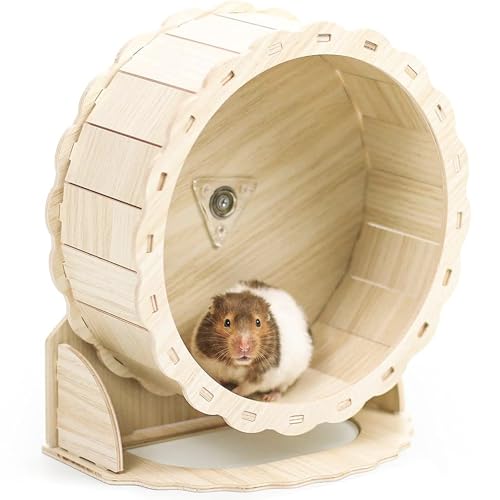 XFLYP Hamsterrad 26cm, Holz Bogie Wheel Laufrad mit Höhenverstellbarer Standfuß, Trainingsspielzeug Käfig Zubehör für Totoro Mouse zwerghamster Eichhörnchen Chinchillas Rennmäuse Kleintier Haustier von XFLYP