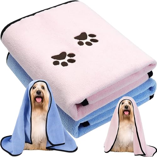 XFLYP Haustier Badetuch, 2 STÜCK Handtücher für Haustiere|, Microfiber Schnelltrocknend Warm Haustierhandtuch Hunde-Badehandtuch für Hunde Katzen 90 x 50 cm von XFLYP