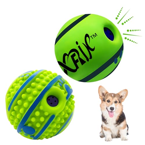 XFRJK Hundespielzeug-Ball, 7 cm, Wackelball für Hunde, interaktiver Hundeball, stacheliger Kicherball, selbstspielender Hundeball für kleine Hunde, Training, IQ, verbessertes Hundegeschenk, 2 Stück von XFRJK