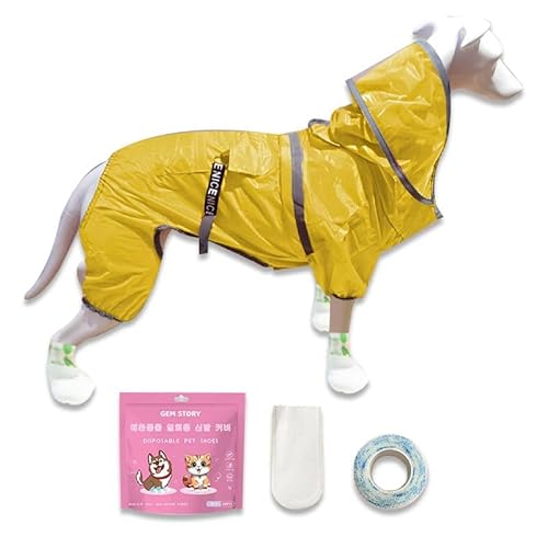 XFSRG Hunderegenmantel mit Fußschutz Großes Kapuzendesign Wasserdicht Atmungsaktiv Komplettschutz für Alle Wetterlagen (XL+M) von XFSRG