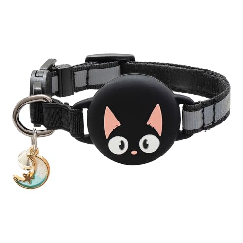 XFSRG Katzenhalsband Niedliches Design Mit Schwarzem Katzenmotiv Verstellbares AirTag Halsband Für Katzen Sicherer Verschluss Ideal Für Alle Katzenbesitzer von XFSRG