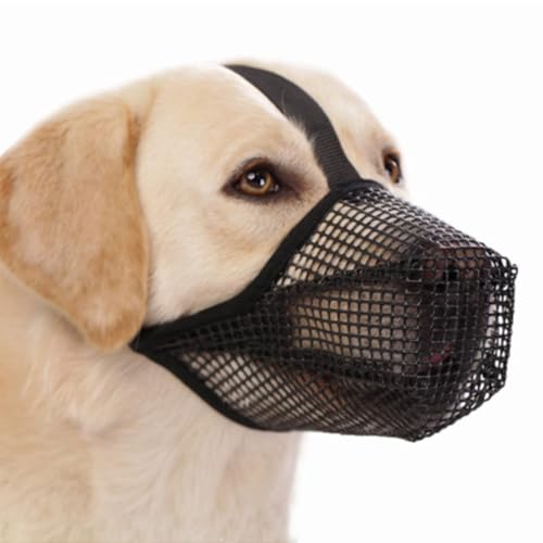 XFSRG Maulkorb für Große Hunde Atmungsaktives Nylon Mesh Verstellbarer Hunde Maulkorb Verhindert Beißen Kauen Ermöglicht Hecheln Trinken (M) von XFSRG