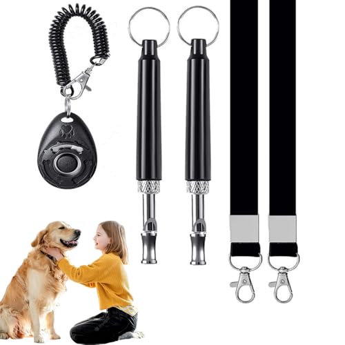 XFSRG 2 Pack Hundepfeife Gegen Bellen Mit Klicker & 1 Lanyard professionelle Ultraschall-Hundepfeifen Verstellbare Hundepfeife Gegen Bellen Für Training Alltag Ihrer Hunde von XFSRG