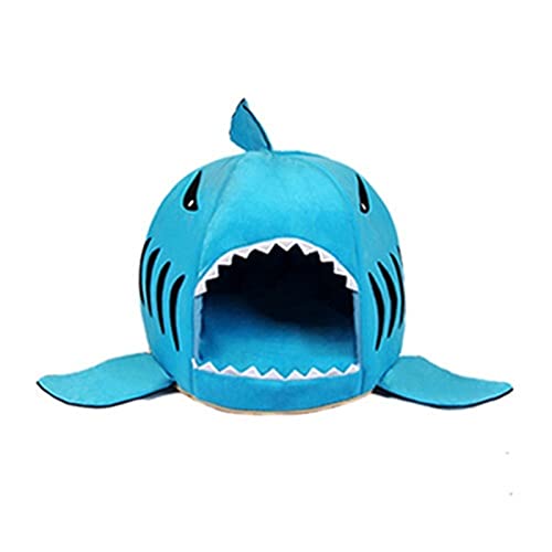 XFYESL Hundematte Haustier-Katzenbett, weiches Haustierkissen, Hundehaus, Hai, für große Hunde, Zelt, Baumwolle, Kleiner Schlafsack Hundebett(Blue Style A,S 42x40cm) von XFYESL