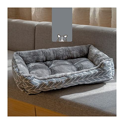 XFYESL Hundematte Hundebett aus Fleece, weiches Sofa, Katzenbett, rutschfeste Unterseite, Haustierliege für kleine, mittelgroße Hunde Hundebett(Grey A,L 75x55cm) von XFYESL
