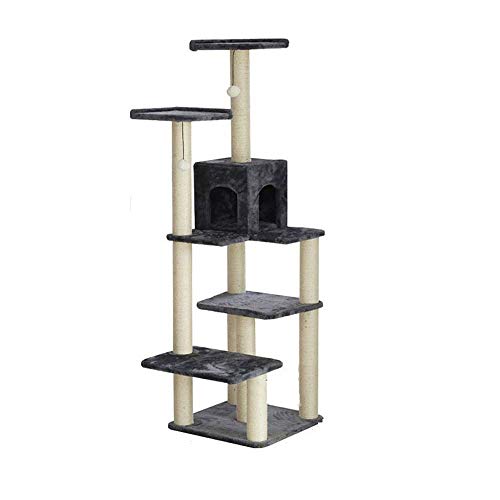 Spieltürme für Katzen, Katzennest, Katzenbaum, Massivholz, Katzenklettergerüst, Sisal, Katzenregal, Katzenvilla, Katzenklettergerüst, Bäume für Katzen (Farbe: Grau, Größe: 51 x 51 x 167 cm) (Grau 51 x von XFZJCHAP