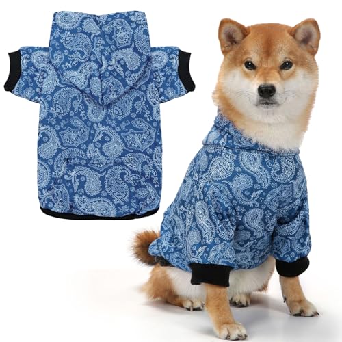XGDMEIL Hunde-Kapuzenpullover für kleine, mittelgroße und große Hunde, warmer Hundemantel für kaltes Wetter (Blau, L) von XGDMEIL