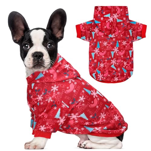 XGDMEIL Hunde-Kapuzenpullover für kleine, mittelgroße und große Hunde, warmer Hundemantel für kaltes Wetter (Rot, B, S) von XGDMEIL