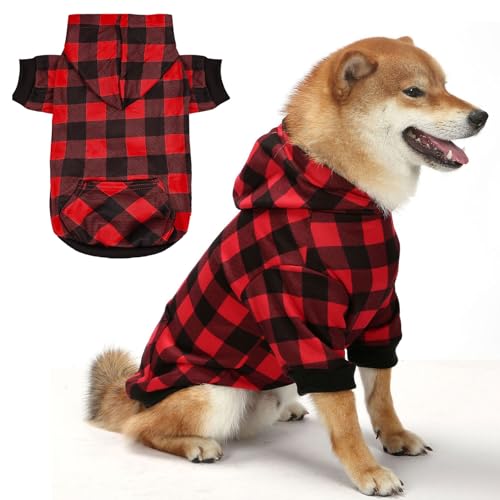 XGDMEIL Hunde-Kapuzenpullover für kleine, mittelgroße und große Hunde, warmer Hundemantel für kaltes Wetter (Rot A, M) von XGDMEIL