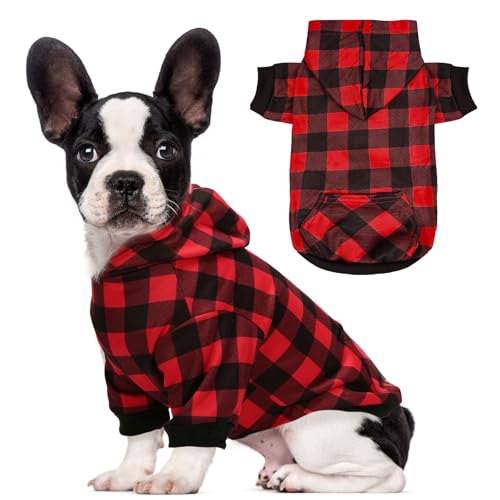 XGDMEIL Hunde-Kapuzenpullover für kleine, mittelgroße und große Hunde, warmer Hundemantel für kaltes Wetter (Rot A, S) von XGDMEIL