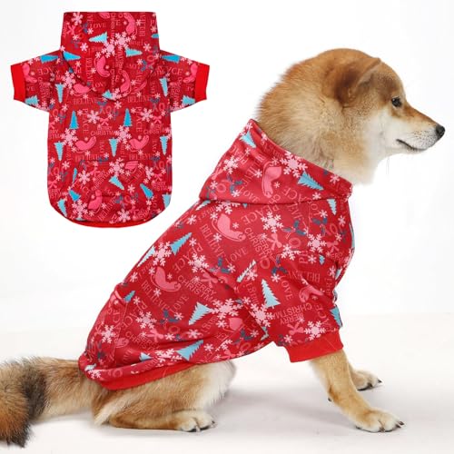 XGDMEIL Hunde-Kapuzenpullover für kleine, mittelgroße und große Hunde, warmer Hundemantel für kaltes Wetter (Rot B, M) von XGDMEIL