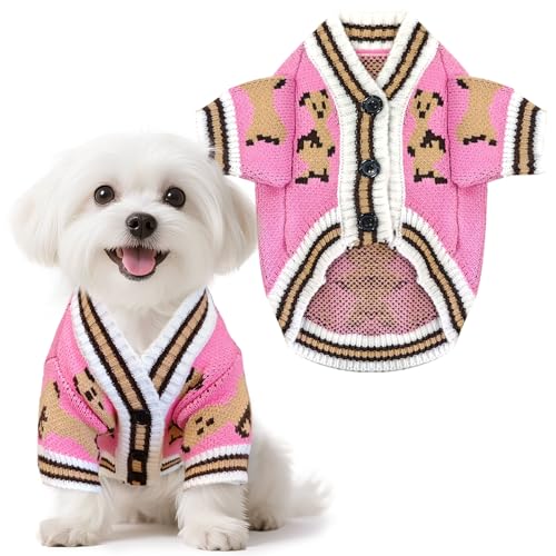 XGDMEIL Pullover für kleine Hunde, niedlicher Bär, gestrickt, für kleine, mittelgroße Hunde, weiches Haustier, Welpen, Katzen, Strick-Outfits, Herbst, Winter, warm, für Jungen, Mädchen, Hunde von XGDMEIL