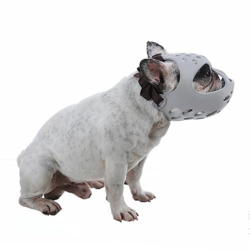 Maulkorb für Bulldogge Pug Hundemaske Atmungsaktiv Verstellbar Hundemaulkorb Beißschutz Hundedekor Weich Silikon Barking Nasenriemen Pflegen Mundabdeckung Für Französische Bulldogge von XGOPTS