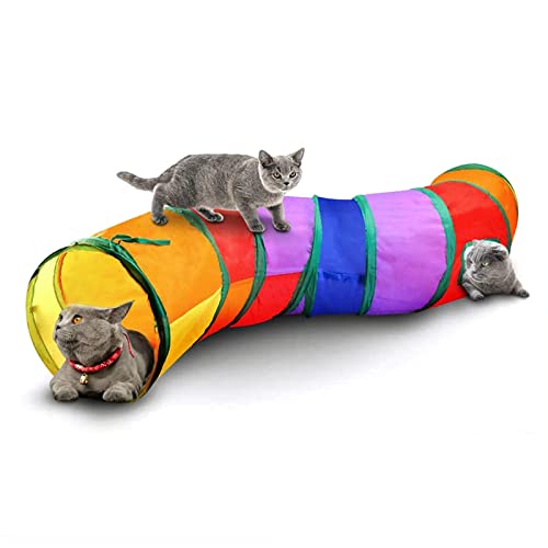 Spieltunnel Haustier Katzenspielzeug Zusammenklappbar Hundespielzeug Laufen Spielen Katzentunnel S-förmig T-förmig Tunnel Rascheltunnel Kätzchen Kleintier Katzentonne mit Guckloch Kaninchen Hamster von XGOPTS