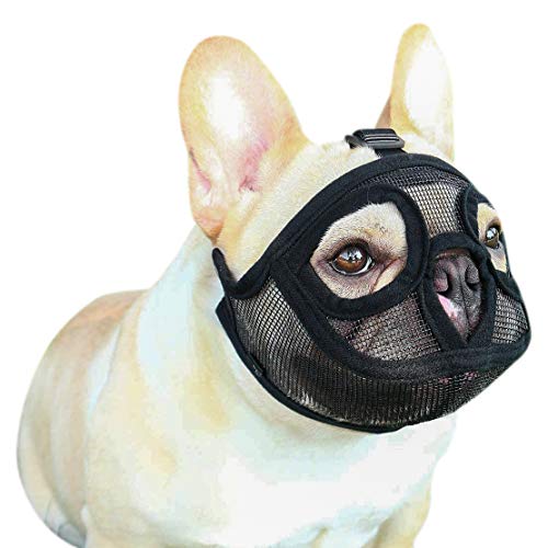 XGOPTS Hund Maulkorb Mesh Verstellbar Trainingsmaulkorb Atmungsaktiv Sicherheitsschutz Mundschutz für Hund Hundemaulkorb Kauverhaltenstraining Bulldogge Unterwegs Outdoor Spielplatz von XGOPTS