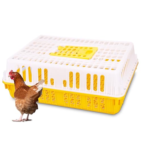 Geflügeltransportkiste, Hühnertransportkäfig aus Kunststoff, Hochleistungs-Hühnertransportbox, Jaulas para Gallinas, for Geflügel, Hühner, Vögel, Enten, Gänse(Yellow) von XGQXZWC