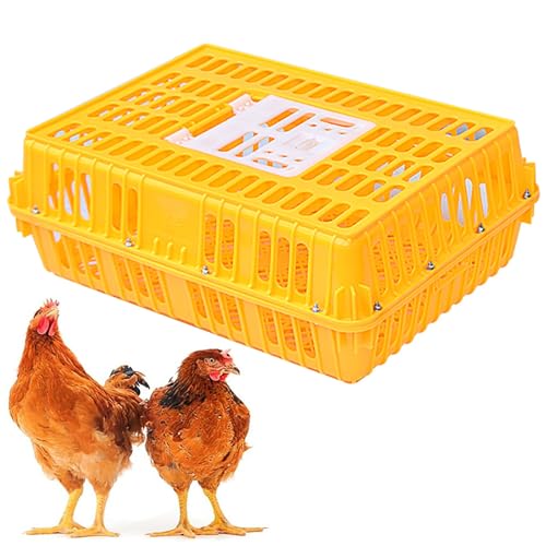 Robuste Geflügeltransportkiste Hühnertransportkäfig aus Kunststoff Geflügeltransportkorb aus Kunststoff Jaulas para Gallinas Neues Material Vier Eckversteifungen for Enten, 8–12 Erwachsene Hühner(Yell von XGQXZWC