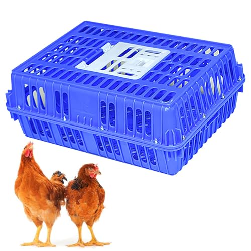 Robuste Geflügeltransportkiste Hühnertransportkäfig aus Kunststoff Geflügeltransportkorb aus Kunststoff Jaulas para Gallinas Neues Material Vier Eckversteifungen for Enten, 8–12 Erwachsene Hühner(Blue von XGQXZWC