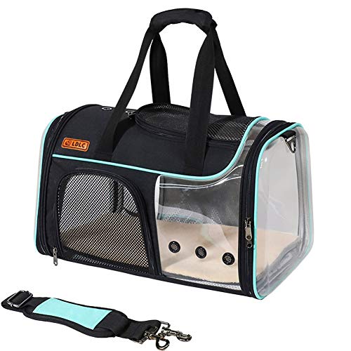 XGWML Transparent Griff Pet Bag Tragbare Falten Visuelle Pet Out-Falte-Katzen-Tasche Vier Farben (Sky Blue) von XGWML