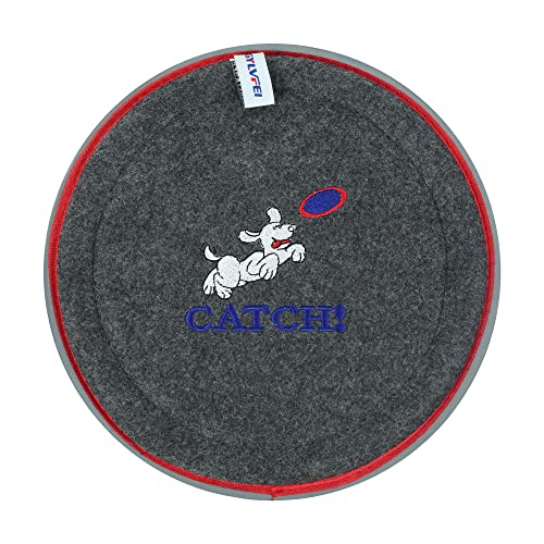 XGYLVFEI Dog Frisbee mit fluoreszierendem Streifen am Rand, Hund Flying Disc Hund Fetch Spielzeug/Interaktives Hundespielzeug - Schwimmt im Wasser und sicher auf den Zähnen (Dunkelgrau.) von XGYLVFEI